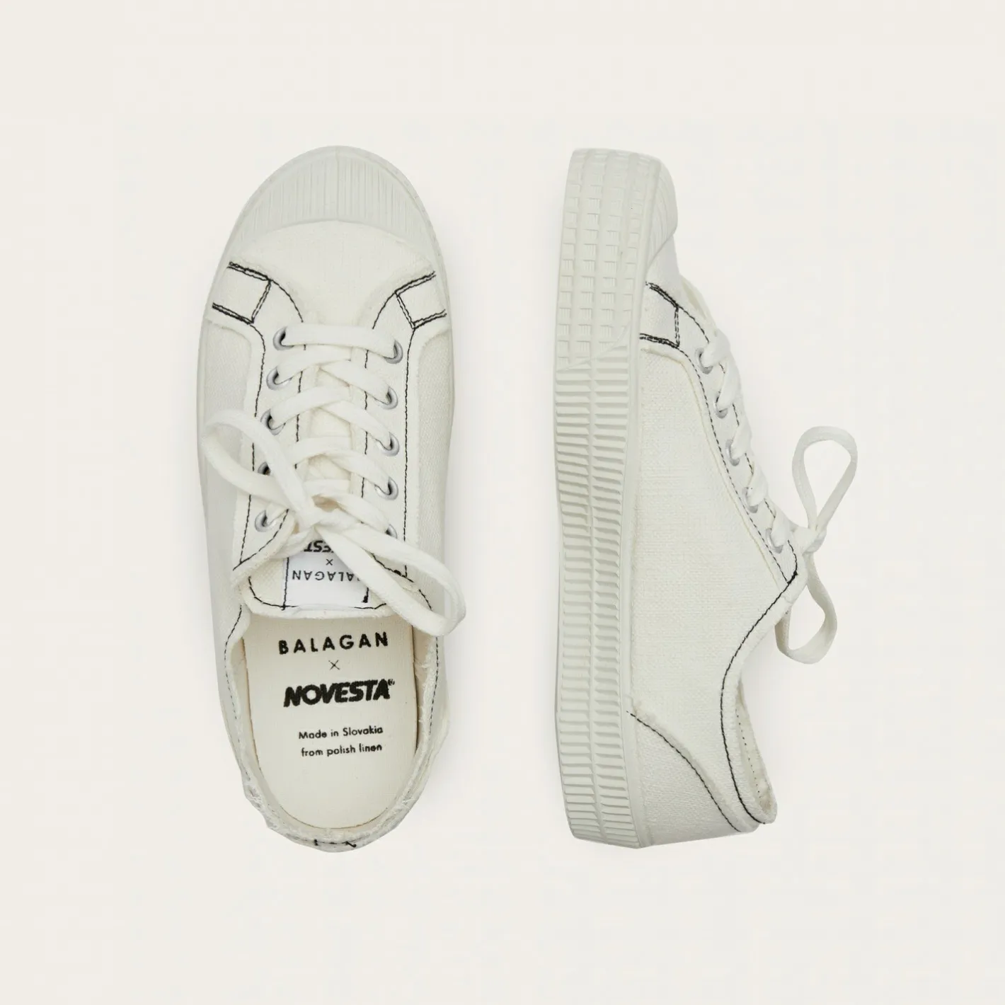 Balagan Novesta Star Master Sneakersy Meskie Vegan, Perlowy Z Czarna Nicia- Sneakersy